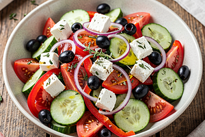 Greek salad with olives and feta cheese