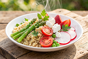 Sałatka z quinoa i wiosennymi warzywami