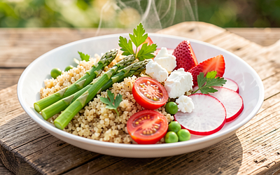 Sałatka z quinoa i wiosennymi warzywami