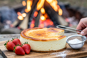Baked cheesecake in a fire pit (Polish-modern)