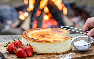 Baked cheesecake in a fire pit (Polish-modern)