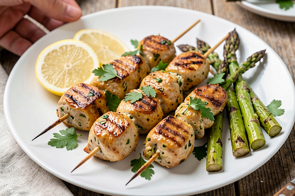 Kurczak marynowany w ziołach na patyku