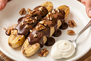 Baked bananas with chocolate
