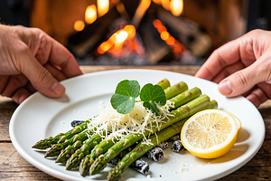 Oven-Roasted Asparagus with Parmesan over a Fire