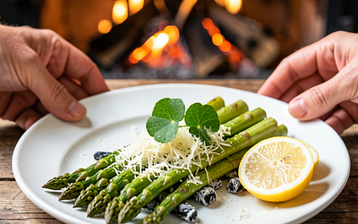 Oven-Roasted Asparagus with Parmesan over a Fire