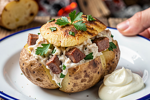 Stuffed Potatoes with Campfire Meat (Polish Regional Version)