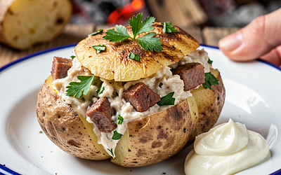 Stuffed Potatoes with Campfire Meat (Polish Regional Version)