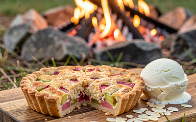 Rhubarb Tart Baked in the Firepit