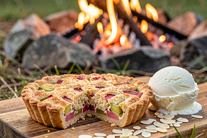 Tarta z rabarbarem pieczona w ognisku