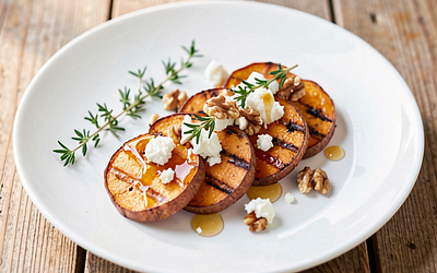 Grilled sweet potatoes with honey (Polish-modern appetizer)