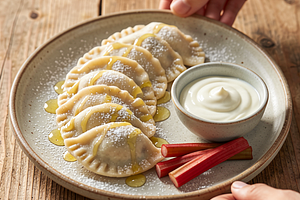 Rhubarb and Cottage Cheese Pierogi