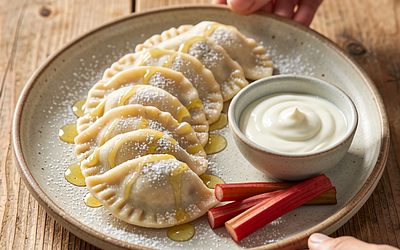 Rhubarb and Cottage Cheese Pierogi