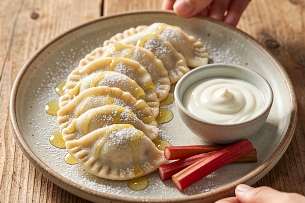Pierogi z rabarbarem i twarogiem
