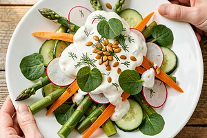 Young Vegetable Salad with Yogurt Dressing