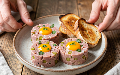 Pork tenderloin with onion and pickled cucumber