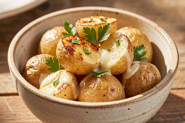 Ziemniaki pieczone z masłem czosnkowym