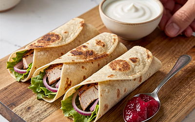 Chicken and Lettuce Tortilla (fusion with Rhubarb)