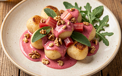 Gnocchi with rhubarb sauce