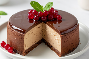 Chocolate cheesecake with currants