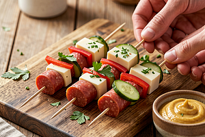 Skewers with kabanos and cheese (Polish-modern)