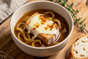 Onion soup with cheese (traditional Polish)