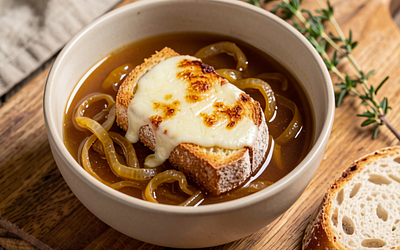 Onion soup with cheese (traditional Polish)