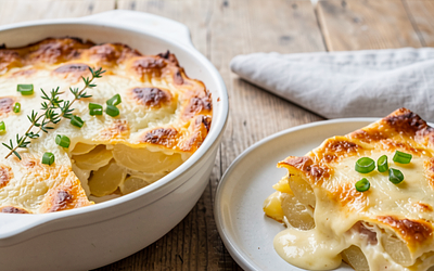 Gluten-free potato gratin with cheese (Polish-modern)