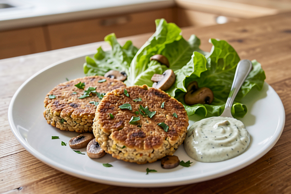 Kotlety z kaszy gryczanej z pieczarkami