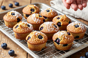 Muffiny z mąki kokosowej z jagodami