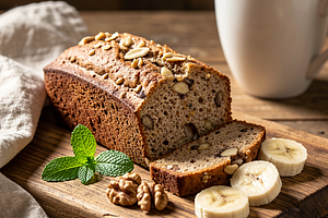 Gluten-free banana bread with millet flour and nuts