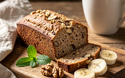 Bezglutenowy chlebek bananowy z mąką jaglaną i orzechami