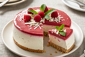Cold Raspberry Cheesecake (vegetarian, gelatin-free)