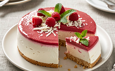 Cold Raspberry Cheesecake (vegetarian, gelatin-free)