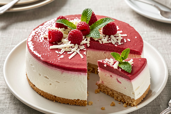 Cold Raspberry Cheesecake (vegetarian, gelatin-free)