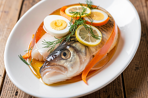 Karp w galarecie z wiosennymi warzywami