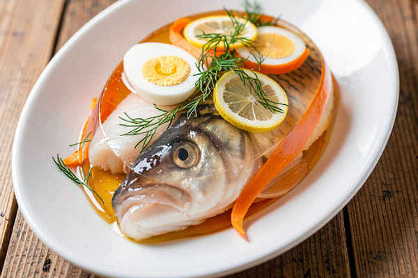 Karp w galarecie z wiosennymi warzywami
