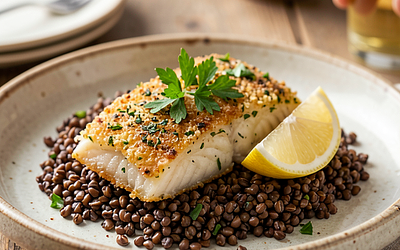 Herb-Crusted Cod with Buckwheat Groats