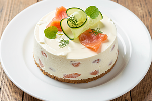 Cold cheesecake with mascarpone and smoked salmon