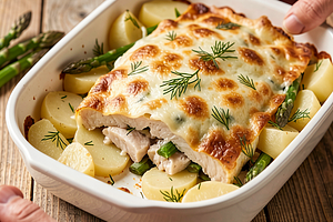 Fish casserole with potatoes and cheese (Polish-modern)
