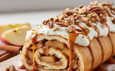 Caramel Apple Roll with Nuts and Mascarpone Cream