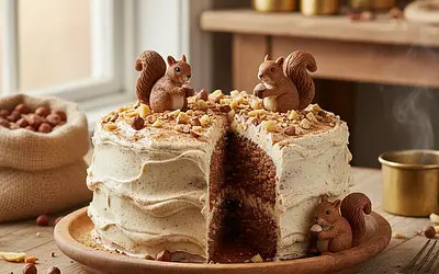 Velvet Squirrel Cake with Cinnamon Cream