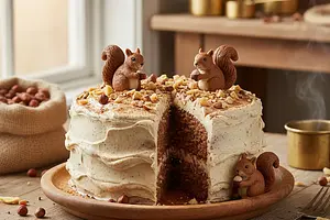 Velvet Squirrel Cake with Cinnamon Cream