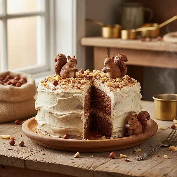 Velvet Squirrel Cake with Cinnamon Cream