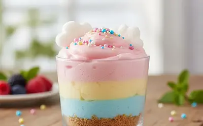 Rainbow Cloud - Three-Layer Jelly Mousse on a Biscuit Base