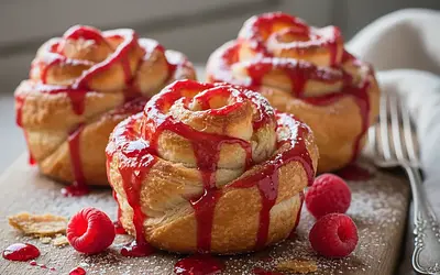 Róże Karnawałowe z Ciasta Francuskiego z Malinowym Lukrem