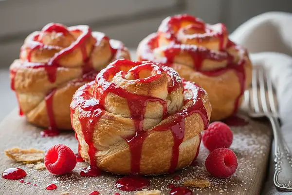 Róże Karnawałowe z Ciasta Francuskiego z Malinowym Lukrem