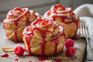 Róże Karnawałowe z Ciasta Francuskiego z Malinowym Lukrem