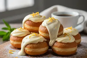 Mini Pączki Budyniowe z Waniliową Chmurką