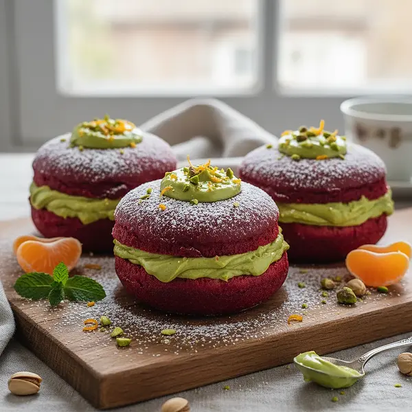 Velvety Donuts with Pistachio Cream and a Hint of Orange