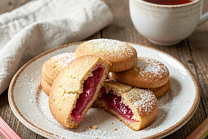 Crispy cookies with rhubarb